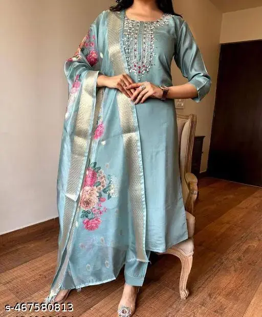 A-line Kurta set with dupatta for woman Printed dupatta