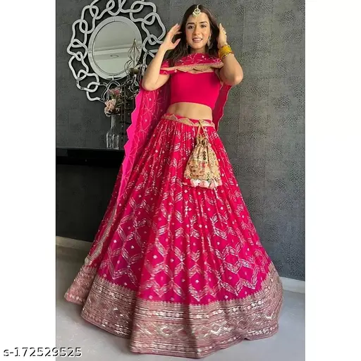 Pink georgette heavy embroidered wedding lehenga choli Lehenga