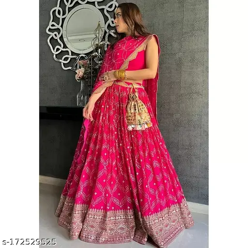 Pink georgette heavy embroidered wedding lehenga choli Lehenga - Image 3