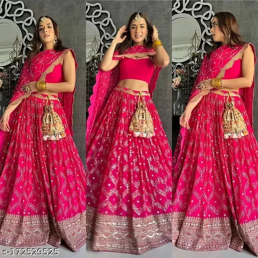 Pink georgette heavy embroidered wedding lehenga choli Lehenga - Image 2
